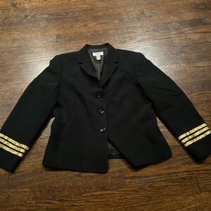 Talbots Women's Size 8 Blazer Black Shoulder Pads 3 Button Lined USA